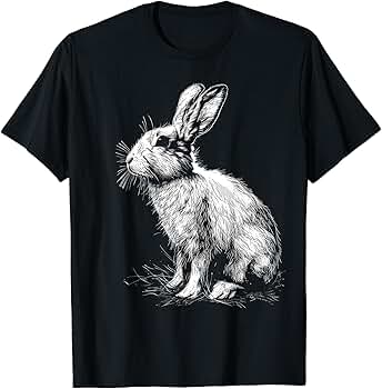 Amazon | ウサギ 図面 動物 グラフィック アート うさぎ Tシャツ
